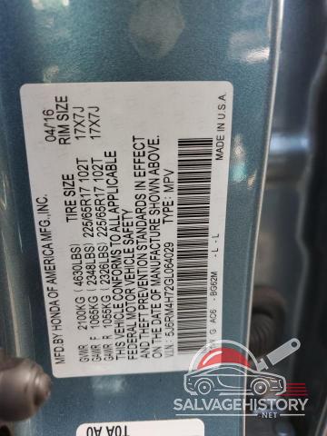 5J6RM4H72GL064029 2016 HONDA CRV photo no. 12