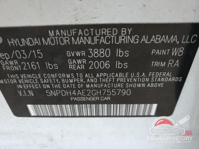 5NPDH4AE2GH755790 2016 HYUNDAI ELANTRA photo no. 12