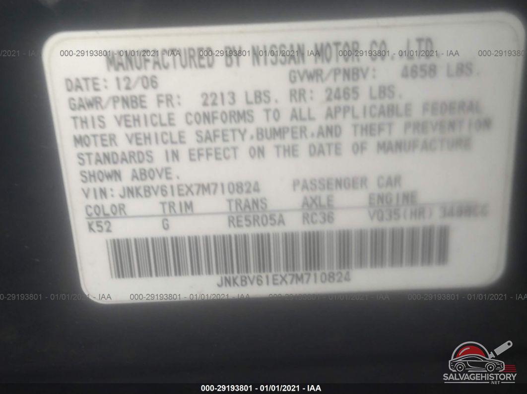 JNKBV61EX7M710824 2007 INFINITI G35 SEDAN photo no. 9