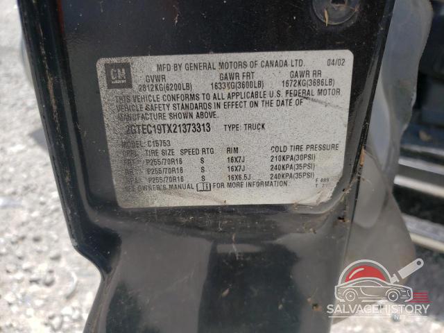 2GTEC19TX21373313 2002 GMC SIERRA photo no. 12