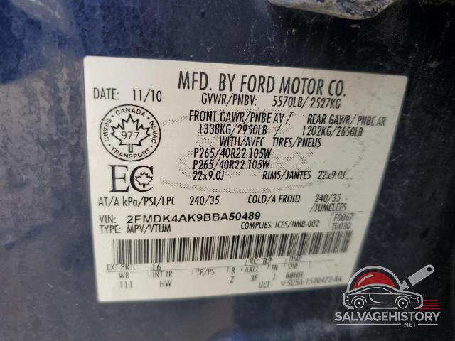 2FMDK4AK9BBA50489 2011 FORD EDGE photo no. 13