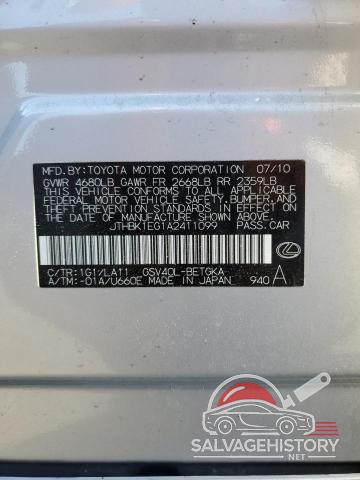 JTHBK1EG1A2411099 2010 LEXUS ES350 photo no. 12