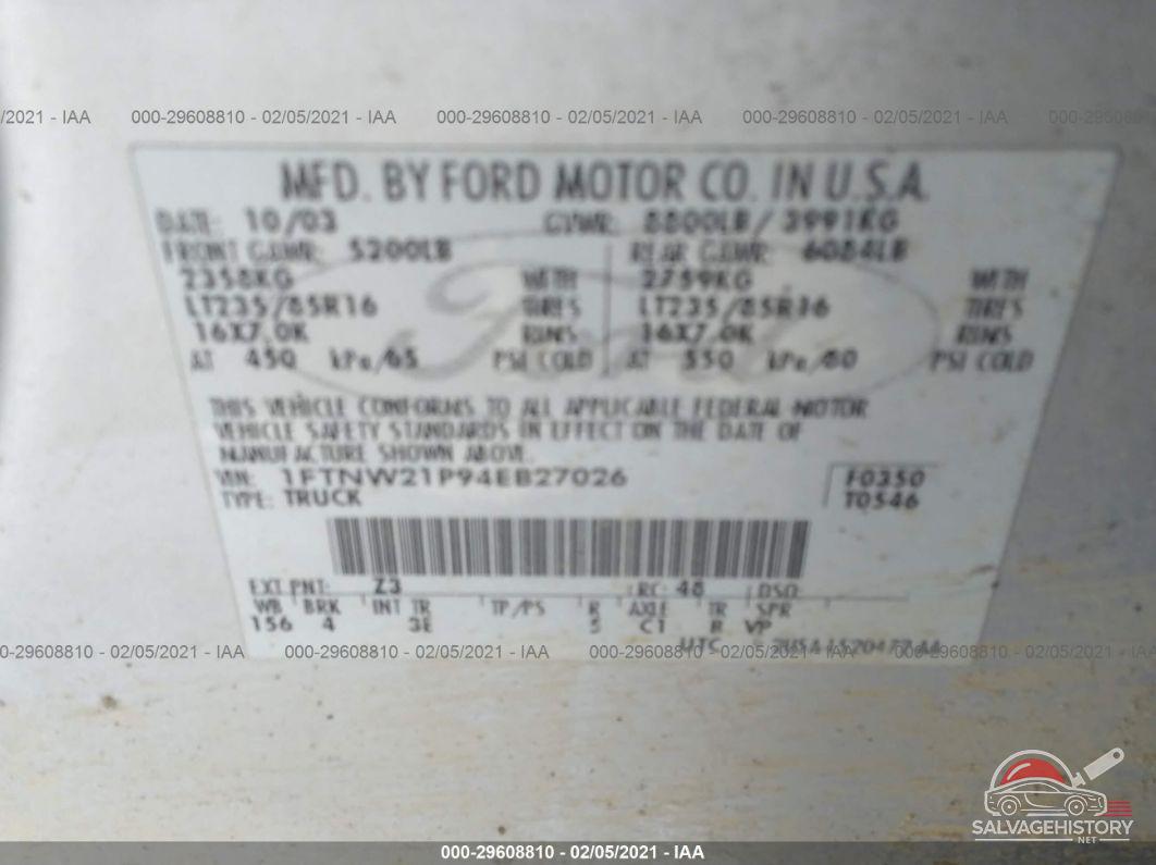 1FTNW21P94EB27026 2004 FORD SUPER DUTY F-250 photo no. 9