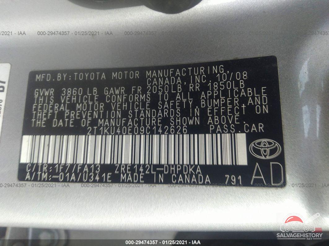 2T1KU40E09C142626 2009 TOYOTA MATRIX photo no. 9