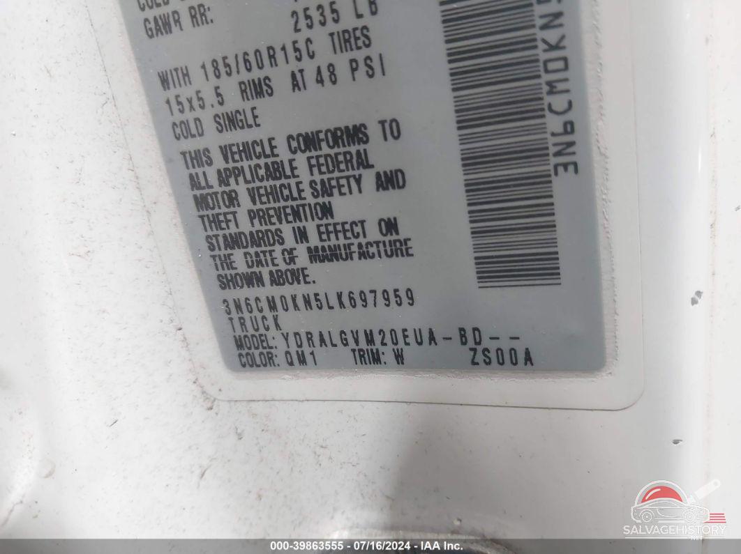 3N6CM0KN5LK697959 2020 NISSAN NV200 COMPACT CARGO photo no. 9