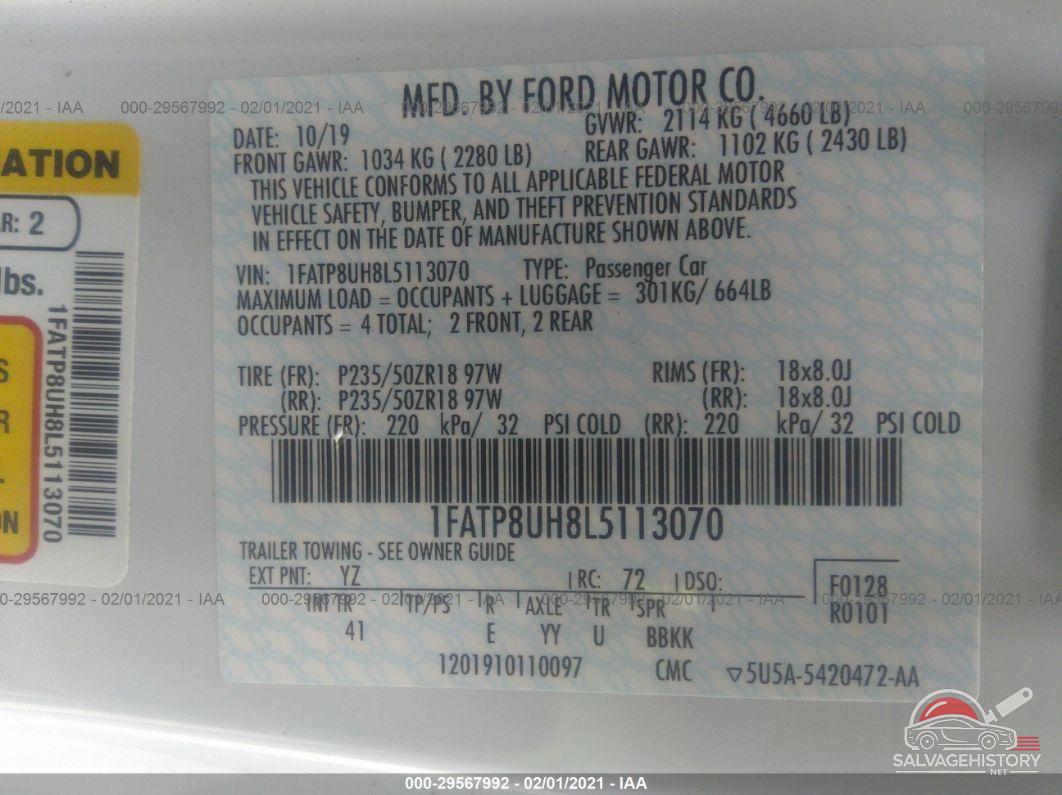 1FATP8UH8L5113070 2020 FORD MUSTANG photo no. 9