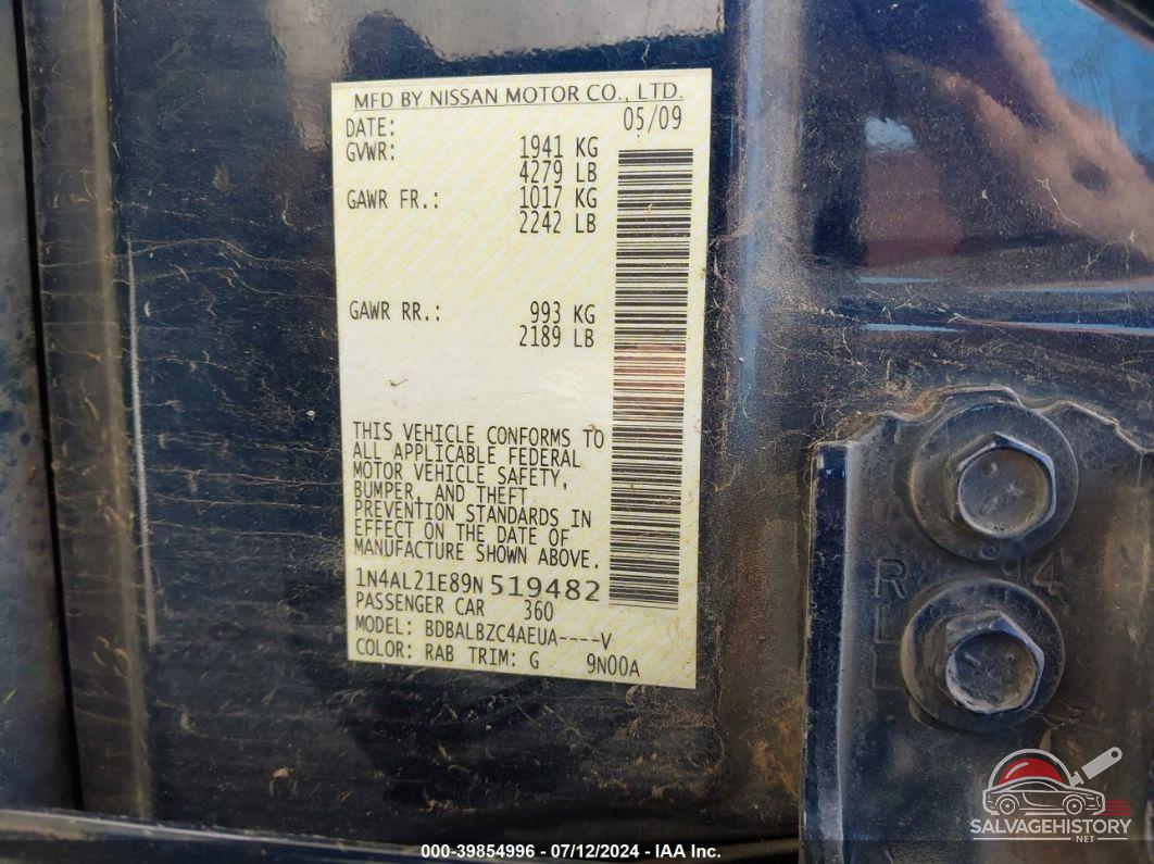 1N4AL21E89N519482 2009 NISSAN ALTIMA photo no. 9