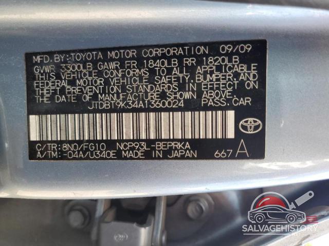 JTDBT9K34A1360024 2010 TOYOTA YARIS photo no. 13