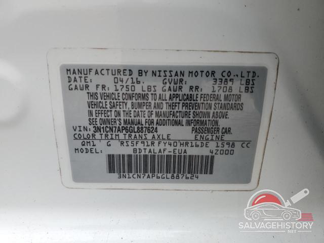 3N1CN7AP6GL887624 2016 NISSAN VERSA photo no. 13