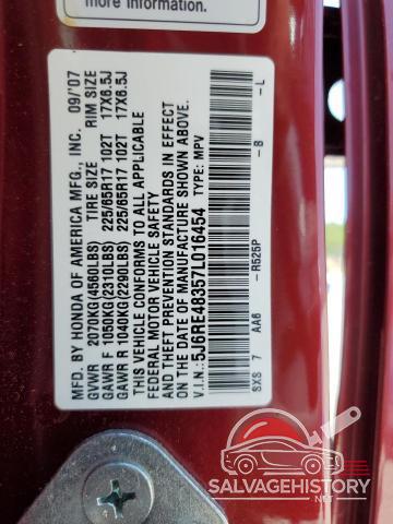 5J6RE48357L016454 2007 HONDA CRV photo no. 13