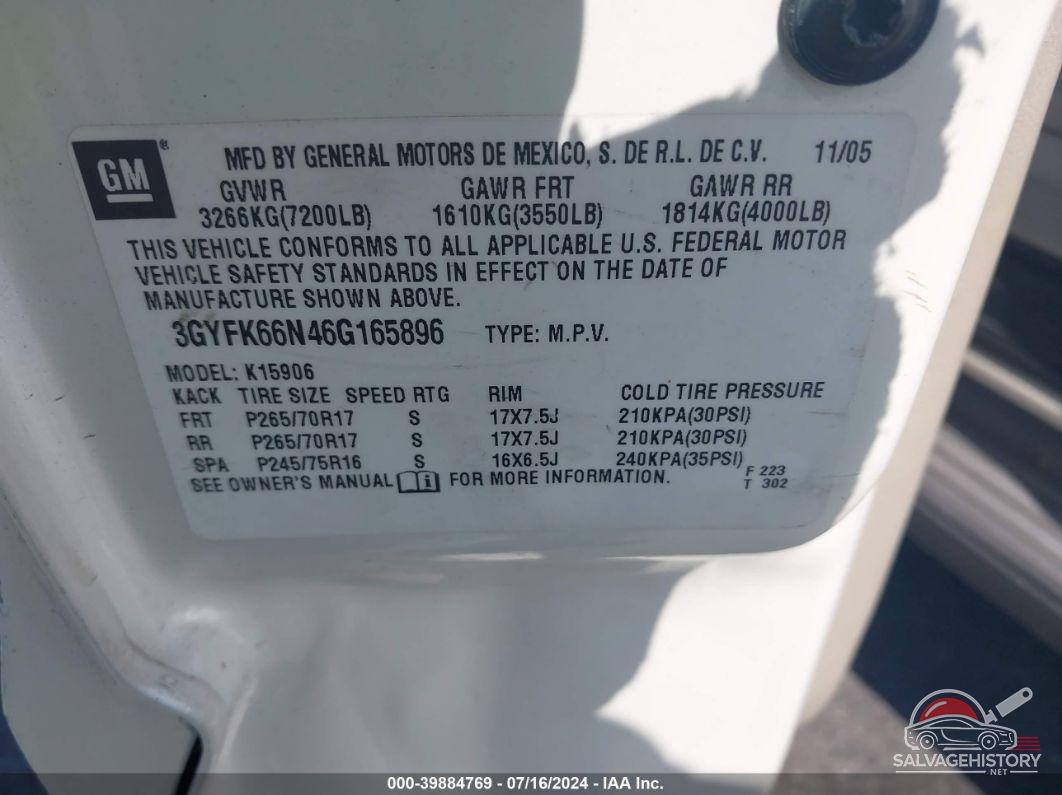 3GYFK66N46G165896 2006 CADILLAC ESCALADE ESV photo no. 9
